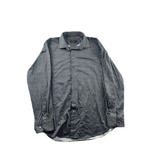 Bugatchi OoohCotton Tech Shirt 8‎ Way Stretch Button Up Gray Plaid Men's XL